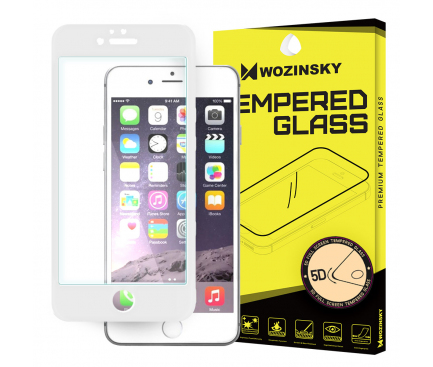 Folie Protectie ecran antisoc Apple iPhone 6s WZK Tempered Glass Full Face 5D alba Blister Originala