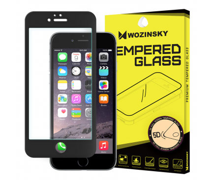 Folie de protectie Ecran WZK pentru Apple iPhone SE (2022) / SE (2020) / 8, Sticla securizata, Full Glue, 5D, Neagra