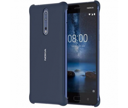 Husa plastic Nokia 8 CC-801B Soft Touch bleumarin Blister Originala