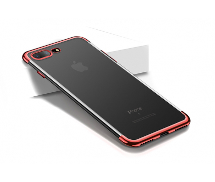 Husa silicon TPU Apple iPhone 7 Cafele Electro Rosie Blister Originala
