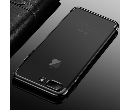 Husa silicon TPU Apple iPhone 7 Plus Cafele Electro Neagra Transparenta Blister Originala