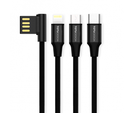 Cablu de date USB - MicroUSB USB Type-C Lightning TotuDesing 3in1 1.5m Blister Original