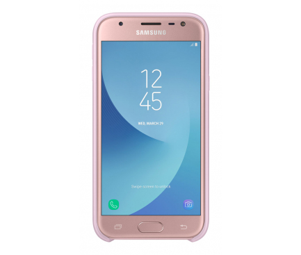 Husa plastic Samsung Galaxy J3 (2017) J330 Dual Layer EF-PJ330CPEGWW roz Blister Originala 