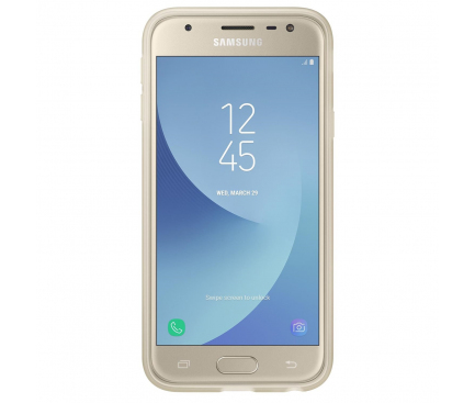 Husa Silicon TPU Samsung Galaxy J3 (2017) J330 Jelly Cover EF-AJ330TFEGWW aurie Transparenta Blister Originala