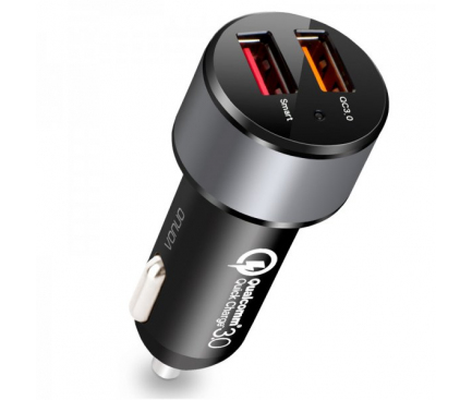 Adaptor auto Dual USB Vonuo 2.4A Fast Charging QC 3.0 Blister Original