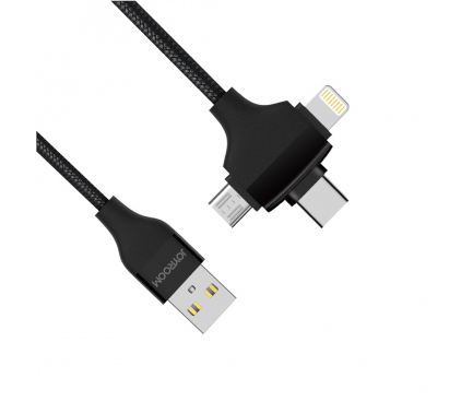 Cablu de date USB - MicroUSB Lightning USB Type-C Joyroom S-L317 Nylon 3in1 1.25 m Blister Original