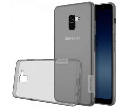 Husa silicon TPU Samsung Galaxy A8+ (2018) A730 Nillkin Nature Gri Transparenta Blister Originala 