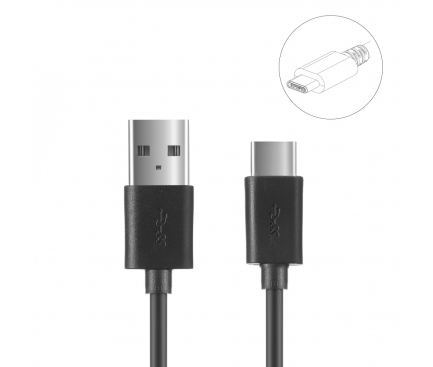 Cablu Date si Incarcare USB - USB - Type-C OEM, 1m, Negru