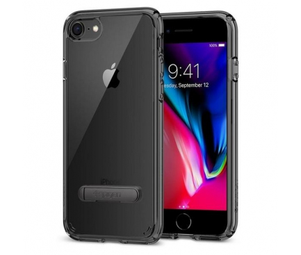 Husa plastic Apple iPhone 7 Spigen Ultra Hybrid2 054CS22212 Gri Transparenta Blister Originala