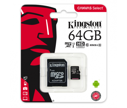 Card memorie Kingston Canvas MicroSDXC 64GB UHS-I U1 SDXC/64GB Blister