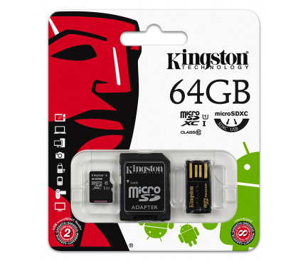Card memorie Kingston MicroSDXC 64GB si cititor card MBLY10G2/64GB Blister 