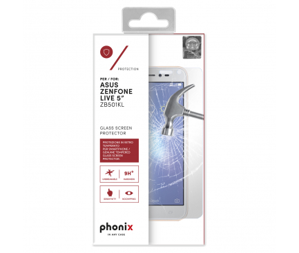 Folie Protectie ecran antisoc Asus Zenfone Go ZB500KL Phonix Tempered Glass Blister Originala