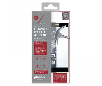 Folie Protectie ecran antisoc Huawei P9 lite (2016) Phonix Tempered Glass Neagra Blister Originala