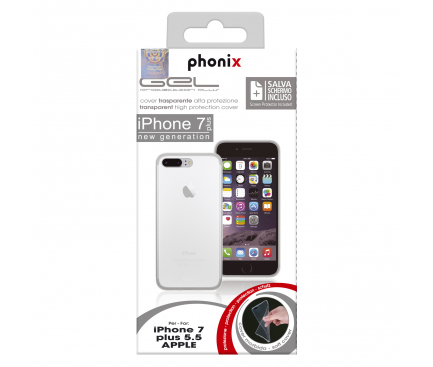Husa silicon TPU Apple iPhone 7 Plus Phonix IP7GPW Transparenta Blister Originala