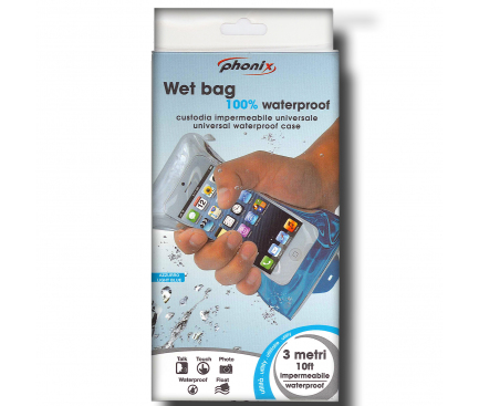 Husa Universala Waterproof Phonix Pentru Telefon 95mm x 158mm Transparenta Blister Originala
