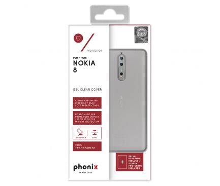 Husa silicon TPU Nokia 8 Phonix NK8GPW Transparenta Blister Originala