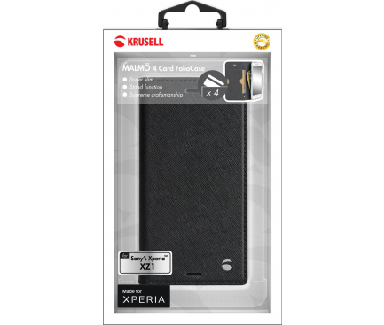 Husa piele Sony Xperia XZ1 Krusell Malmo 4 Card Blister Originala