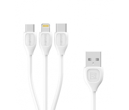 Cablu de date USB - MicroUSB Lightning USB Type-C Remax Lesu RC-050th Alb Blister Original 