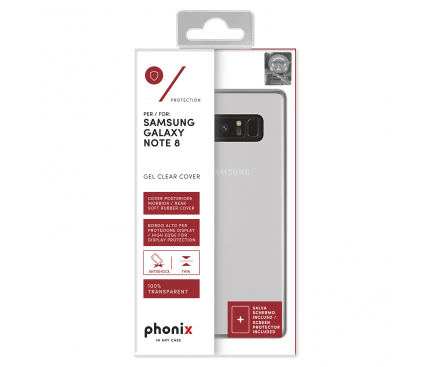 Husa silicon TPU + Folie Ecran Plastic Phonix Pentru Samsung Galaxy Note8 N950 Transparenta Blister SNO8GPW