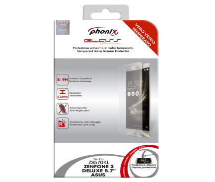 Folie Protectie ecran antisoc Asus Zenfone 3 Deluxe ZS570KL Phonix Tempered Glass Blister Originala