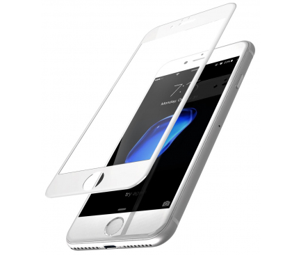 Folie de protectie Ecran OEM pentru Apple iPhone SE (2022) / SE (2020) / 8, Sticla securizata, Full Glue, 5D, Alba