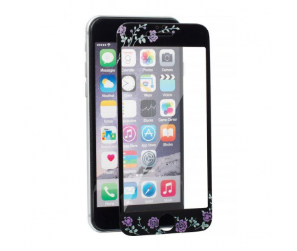 Folie Protectie ecran antisoc Apple iPhone 6 Tempered Glass Flora Neagra Blister