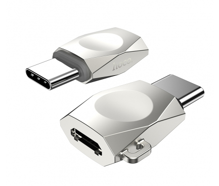 Adaptor microUSB - USB-C HOCO UA8, Argintiu