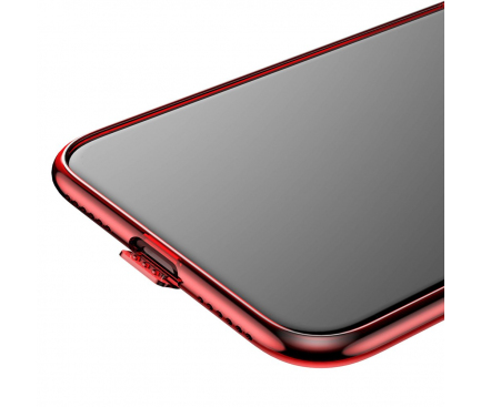 Husa TPU Baseus pentru Apple iPhone X, Rosie - Transparenta, Blister 