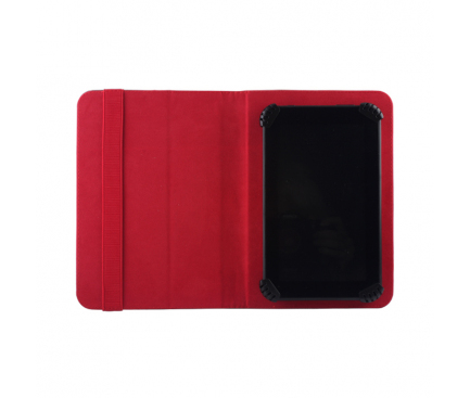 Husa Piele pentru tableta 7 - 8 inci GreenGo ORBI, Dimensiuni interioare 210 x 140 mm, Neagra - Rosie