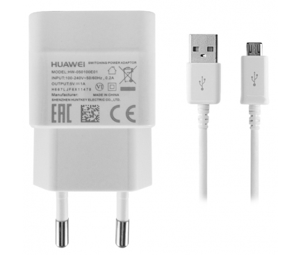 Incarcator Retea cu cablu MicroUSB Huawei HW-050100E01, 1A, 1 X USB, Alb, Bulk 