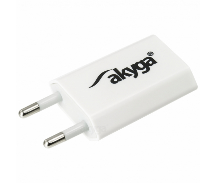 Incarcator Retea USB Akyga AK-CH-03, 1 X USB, 1A, Alb, Blister 