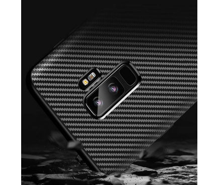 Husa TPU Totu Design Carbon fiber pentru Samsung Galaxy S9+ G965, Neagra, Blister 