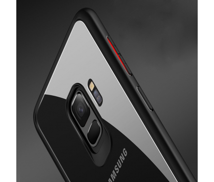 Husa TPU Cafele Acrylic pentru Samsung Galaxy S9 G960, Neagra - Transparenta, Blister 