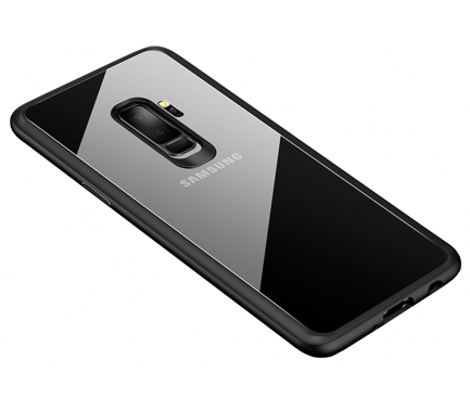 Husa TPU Cafele Acrylic pentru Samsung Galaxy S9+ G965, Neagra - Transparenta, Blister 