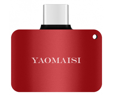 Adaptor Audio USB Type-C la 3.5 mm Yaomaisi cu port incarcare USB Type-C, Rosu, Blister 