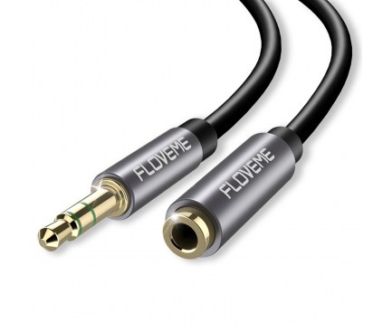 Adaptor Audio 3.5 mm la 3.5 mm Floveme YXF93655 Hi-Fi, 2 m, Negru, Bulk 