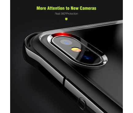 Husa Floveme Antisoc pentru Apple iPhone X, Neagra - Transparenta, Blister 