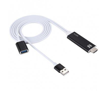 Adaptor Audio si Video USB la HDMI OEM HD 1080P, USB 3.0, 1 m, Negru, Blister 