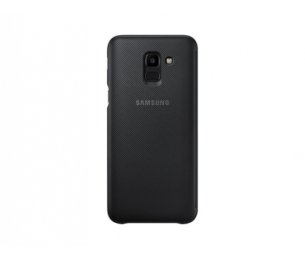 Husa Samsung Galaxy J6 J600, Flip Wallet, Neagra, Blister EF-WJ600CBEGWW 