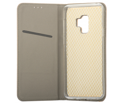 Husa Piele OEM Smart Magnetic pentru Samsung Galaxy S9 G960, Aurie, Bulk 