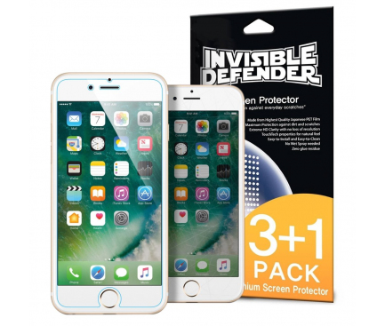 Folie Protectie Ecran Ringke pentru Apple iPhone 7 / Apple iPhone 8, Plastic, Set 4 buc, Blister 