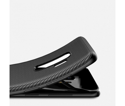 Husa TPU iPaky Carbon Fiber pentru Samsung Galaxy S9 G960, Neagra, Blister 