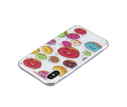 Husa TPU OEM Donut pentru Apple iPhone X, Multicolor, Bulk 