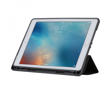 Husa Tableta Textil Totu Design Stand pentru Apple iPad Pro 9.7 (2018) / Apple iPad Pro 9.7 (2017) / Apple iPad AIr / Apple iPad Air / Apple iPad Pro 9.7 (2016), Neagra, Blister 