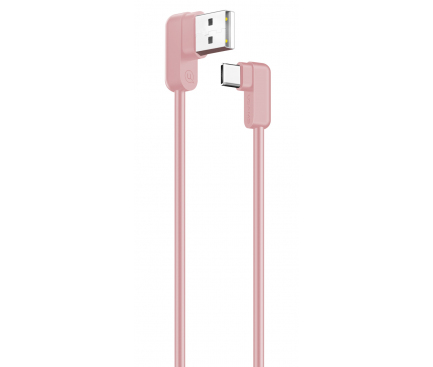 Cablu Date si Incarcare USB la USB Type-C Usams U-Flow SJ-167, 1.2 m, Roz, Blister 