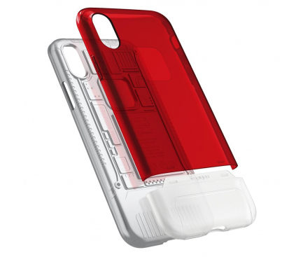 Husa Plastic Spigen Classic C1 pentru Apple iPhone X / Apple iPhone XS, Rosie - Transparenta, Blister 057CS23195
