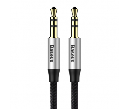 Cablu Audio 3.5 mm la 3.5 mm Baseus Tata - Tata Yiven M30, 1.5 m, Negru - Argintiu, Blister 