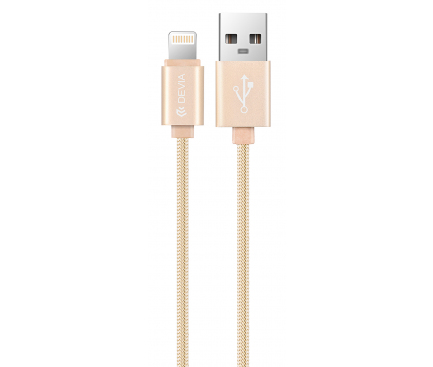 Cablu Date si Incarcare USB la Lightning DEVIA MFI, 1.2 m, Auriu, Blister 
