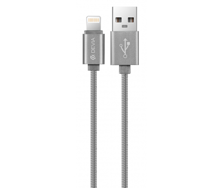 Cablu Date si Incarcare USB la Lightning DEVIA MFI, 1.2 m, Gri, Blister 