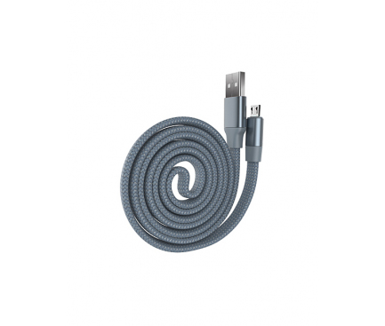 Cablu Date si Incarcare USB la MicroUSB DEVIA Ring Y1, 0.8 m, Gri, Blister 